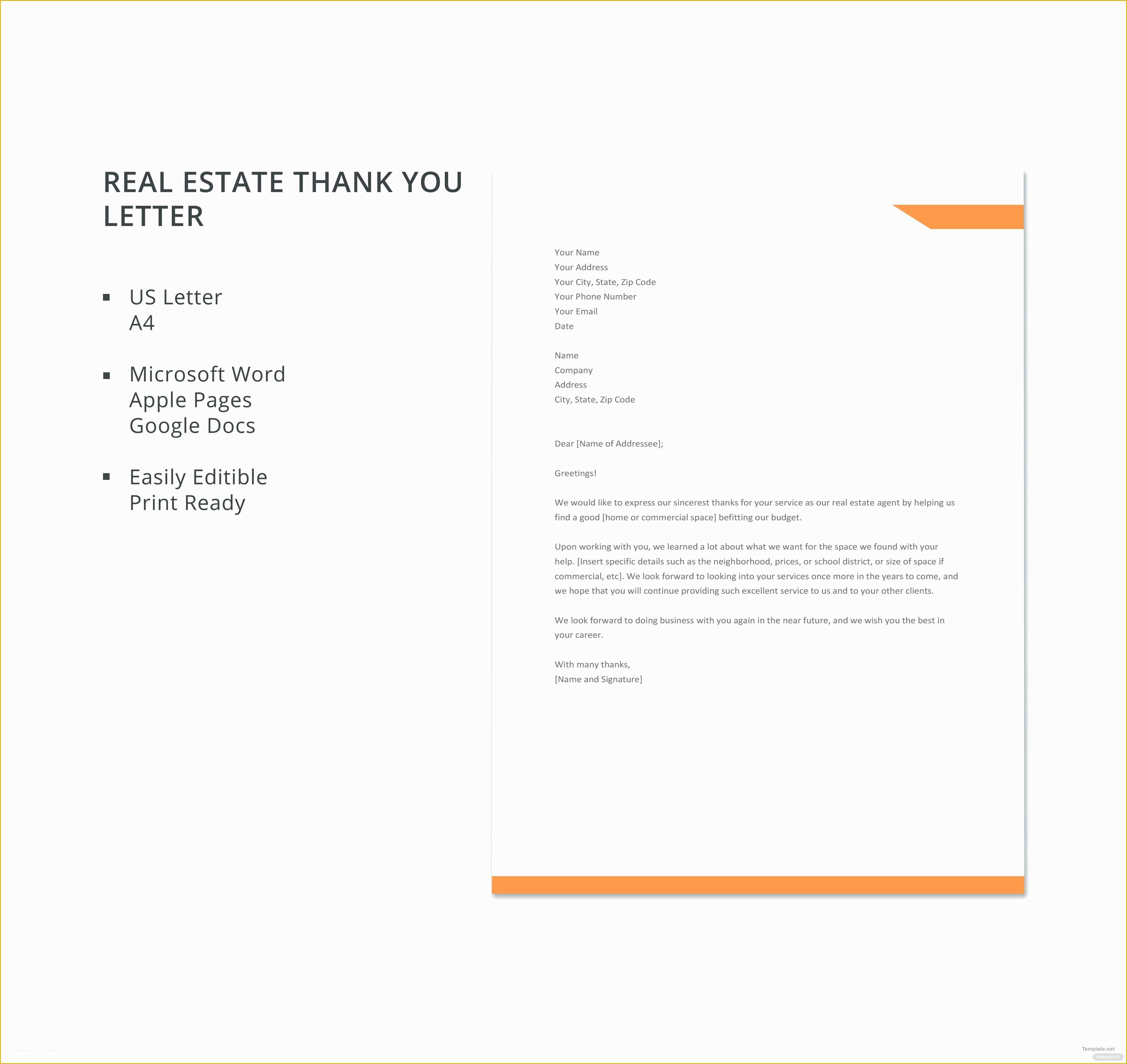 Real Estate Letters Free Templates Of Free Real Estate Thank You Letter Template In Microsoft