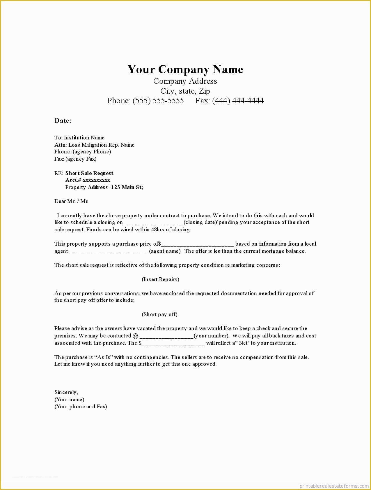 Real Estate Letters Free Templates Of Printable Short Offer Letter Good Condition Template 2015