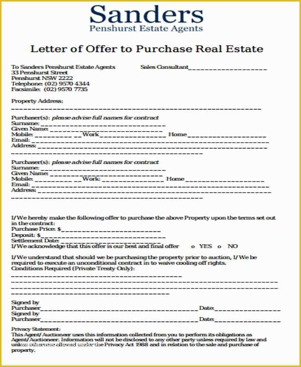Real Estate Offer Letter Template Free Of 42 Sample Fer Letter Template