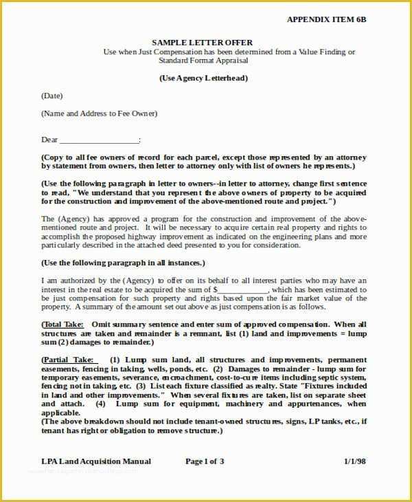 Real Estate Offer Letter Template Free Of 7 Real Estate Fer Letter Free Sample Example format