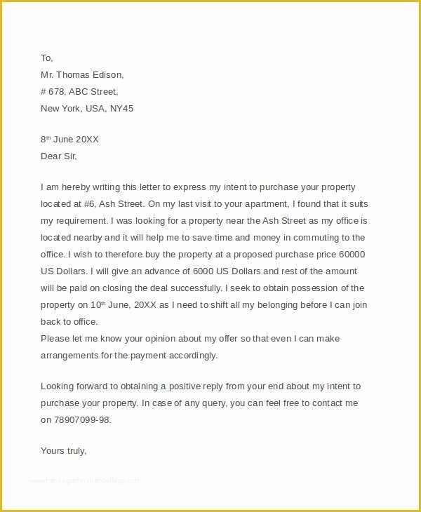 Real Estate Offer Letter Template Free Of 7 Sample Real Estate Fer Letters – Pdf Word