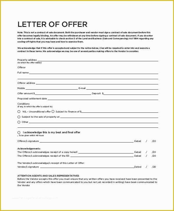 Real Estate Offer Letter Template Free Of 7 Sample Real Estate Fer Letters – Pdf Word