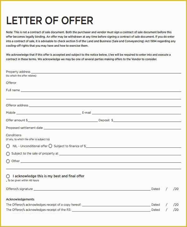 Real Estate Offer Letter Template Free Of 73 Fer Letter Templates