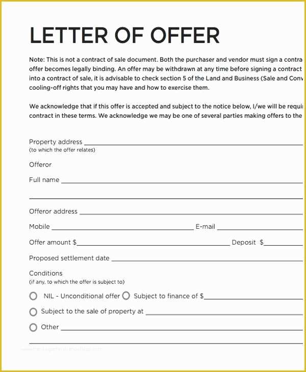 Real Estate Offer Letter Template Free Of Fer Template formal Fer Letter for Real Estate