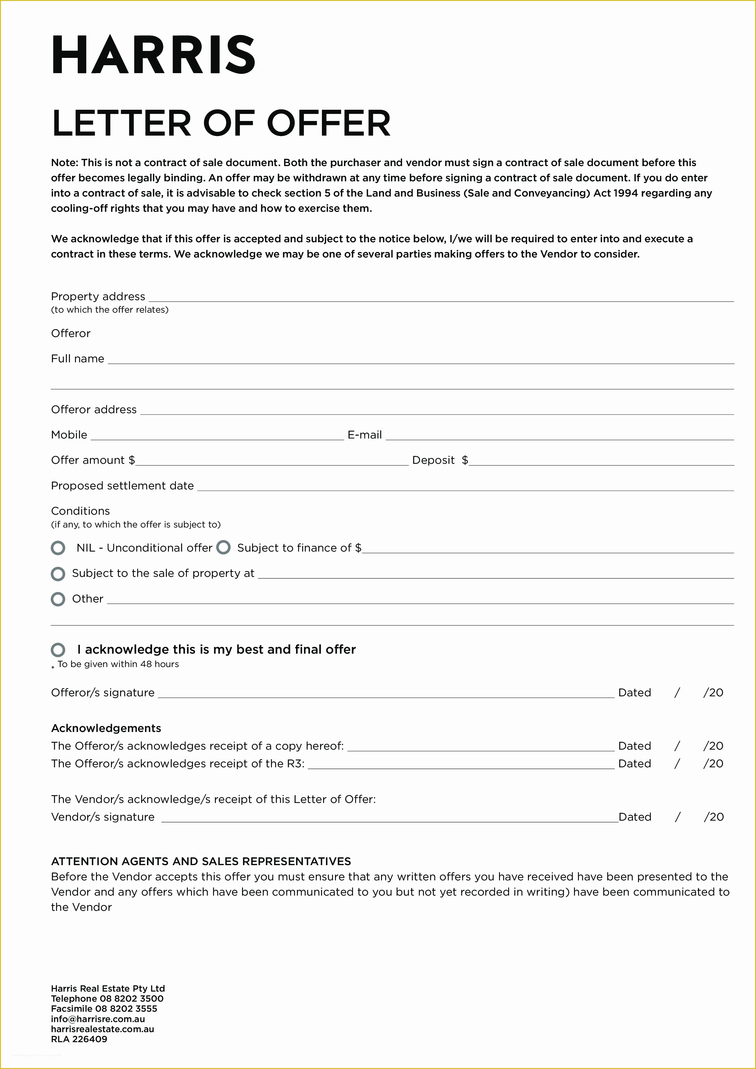 Real Estate Offer Letter Template Free Of Free Property Letter Of Fer Sample