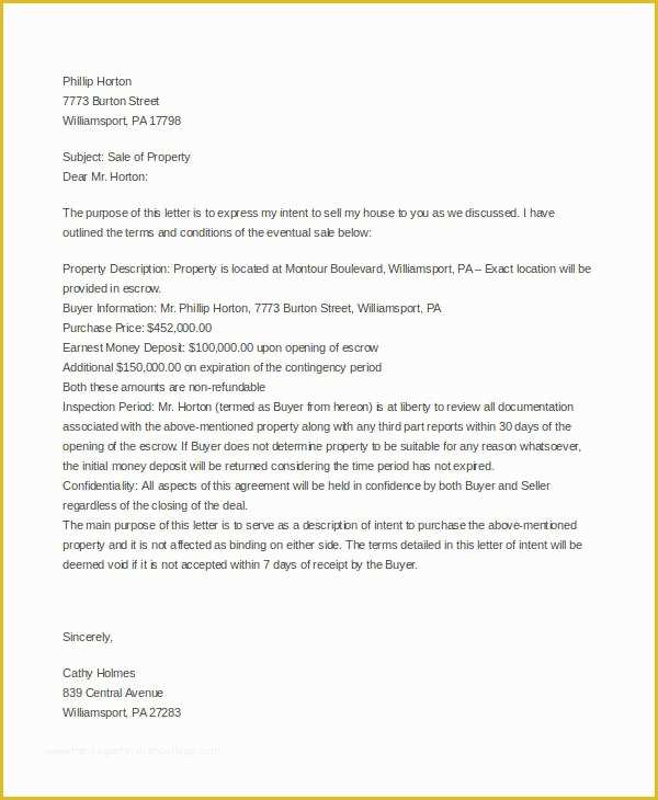Real Estate Offer Letter Template Free Of Property Fer Letter Templates 10 Free Word Pdf