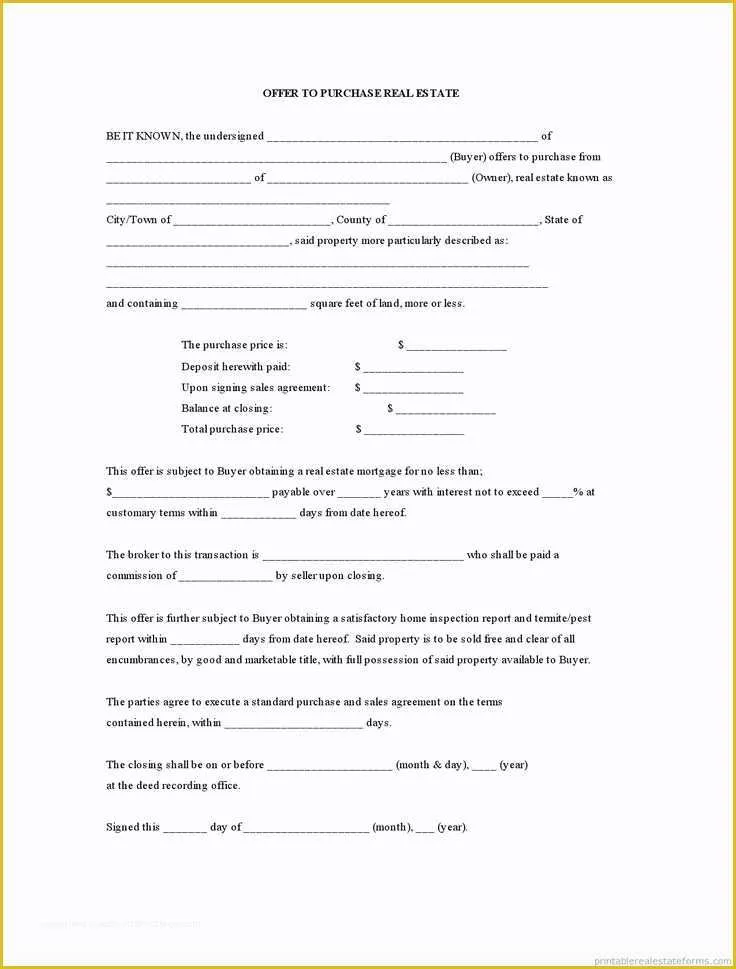 Real Estate Offer Letter Template Free Of Template Real Estate Fer Letter Offer to Purchase Real