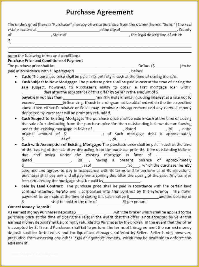 Real Estate Sales Agreement Template Free Of 4 Real Estate Contract Template