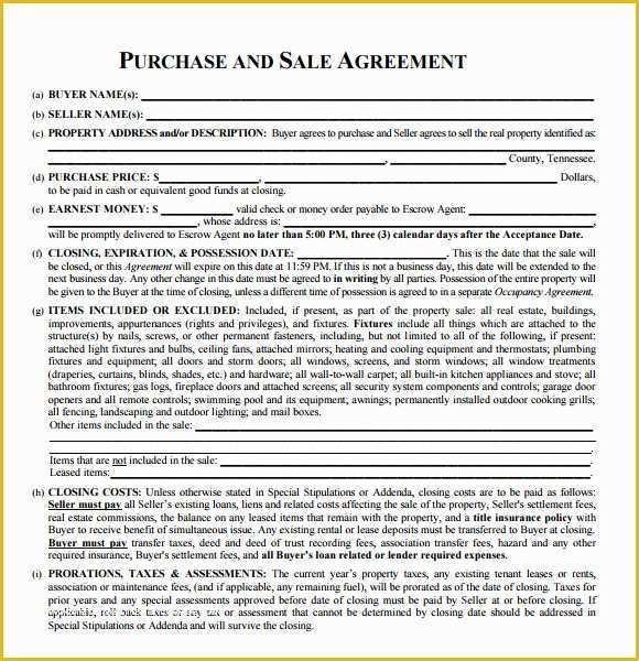Real Estate Sales Agreement Template Free Of 8 Sample Real Estate Purchase Agreements
