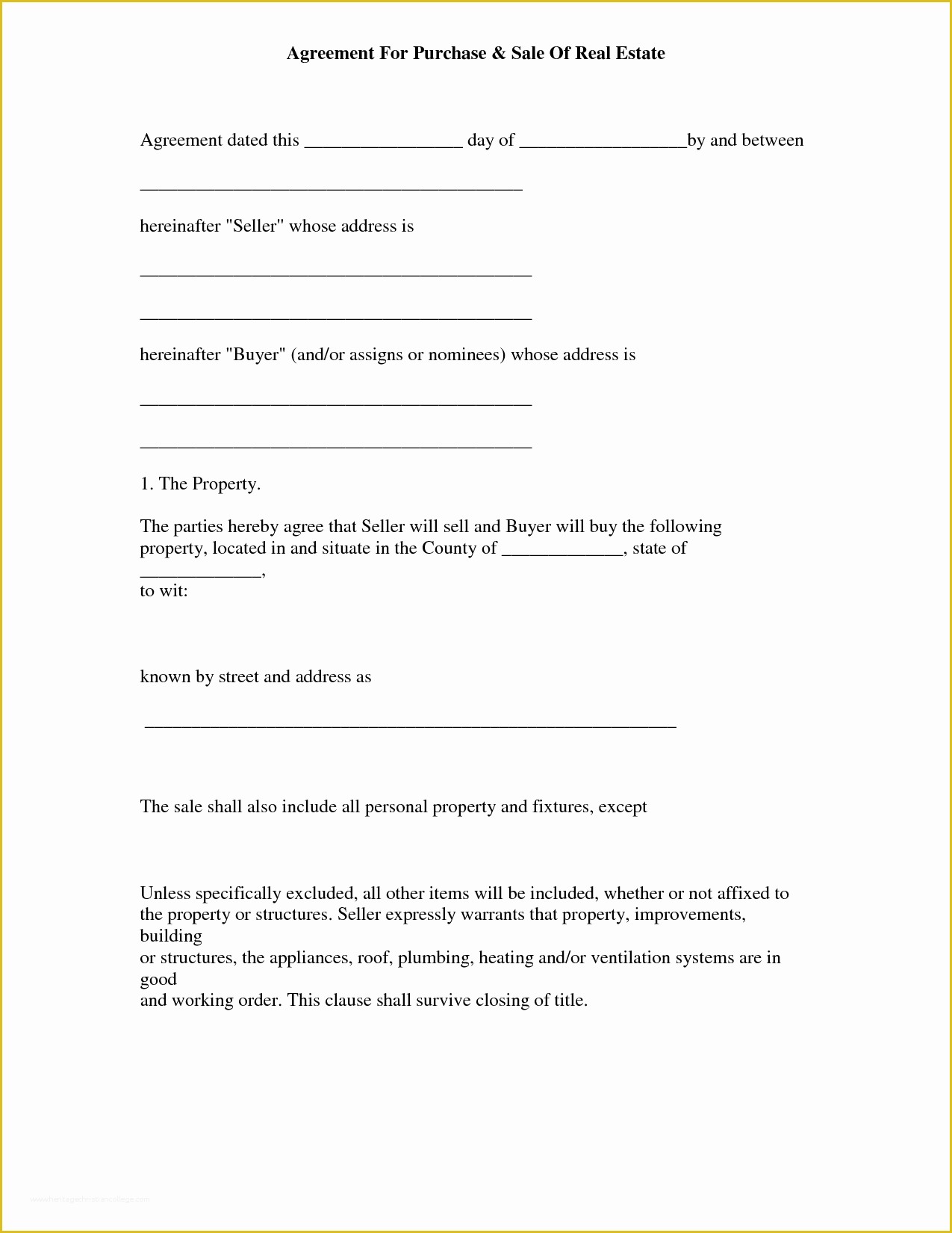 Real Estate Sales Agreement Template Free Of Free Printable Real Estate Purchase