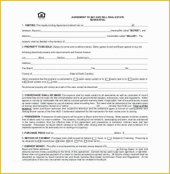 Real Estate Sales Agreement Template Free Of Home Purchase Agreement Template Free Sale Real Estate