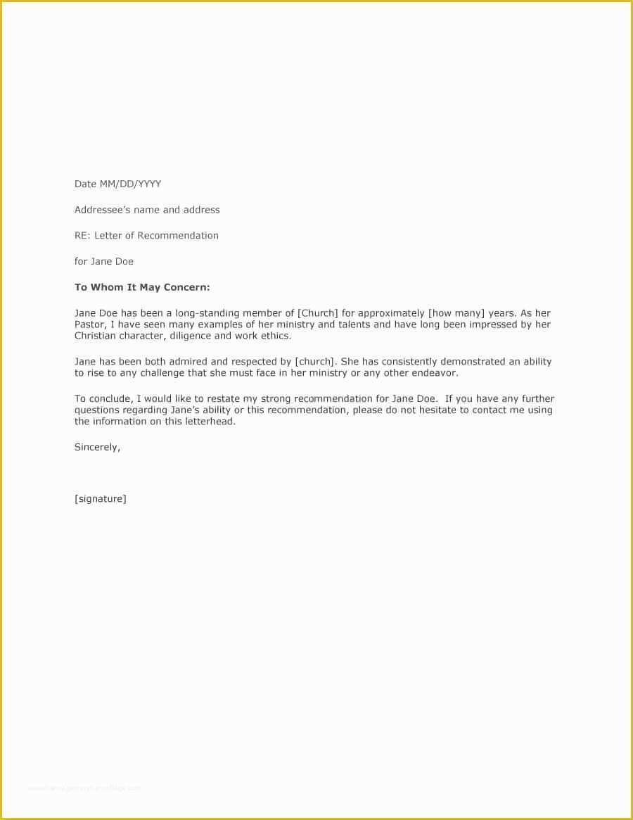 Reference Letter Template Free Of 43 Free Letter Of Re Mendation Templates & Samples