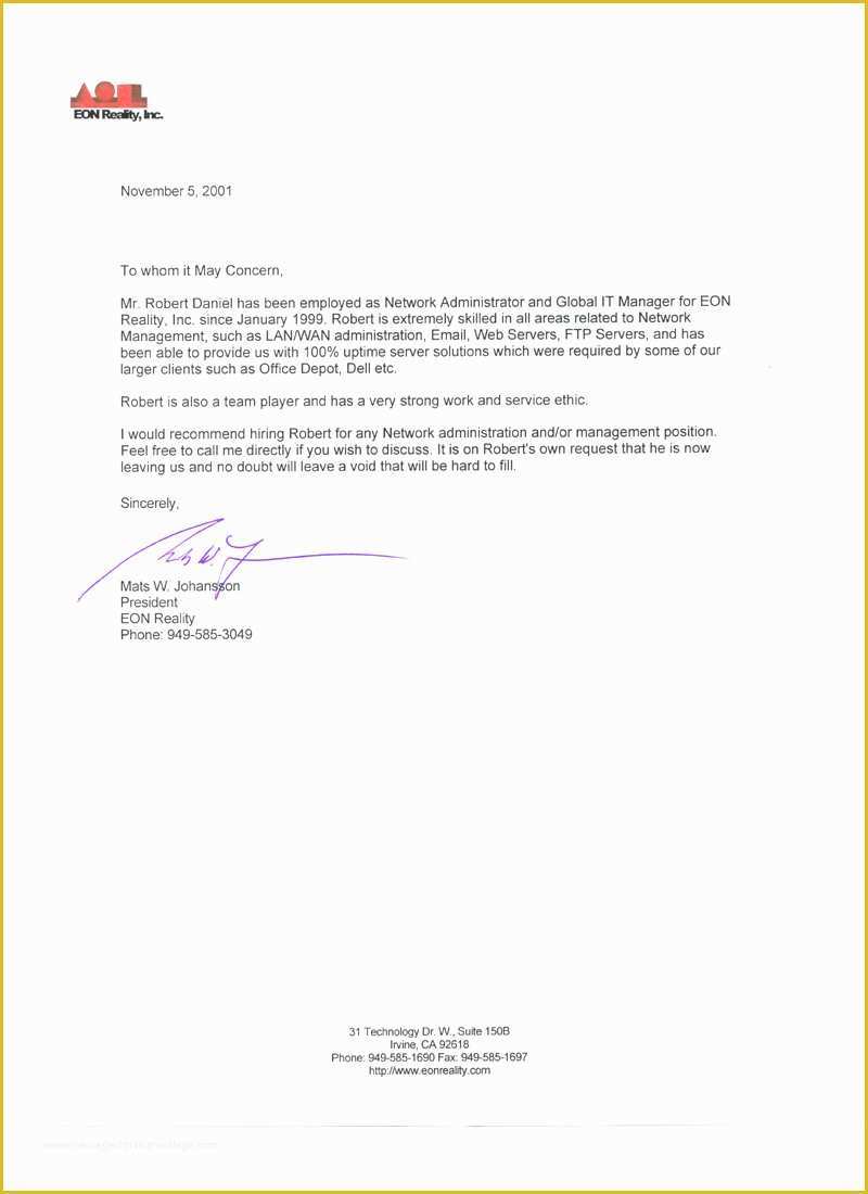 Reference Letter Template Free Of [l&r] Reference Letter