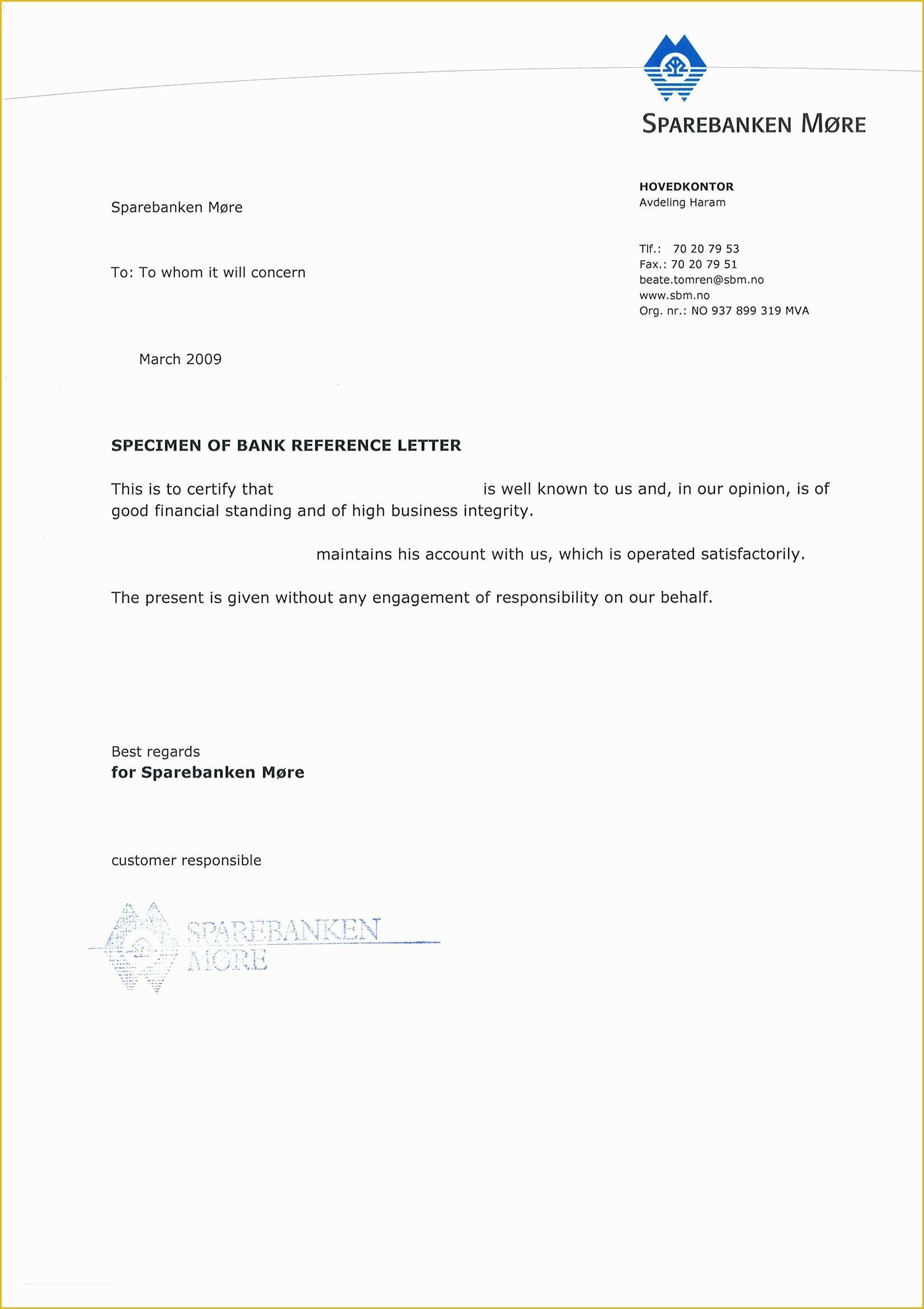 Reference Letter Template Free Of Re Mendation Letter format for Bank Account Opening