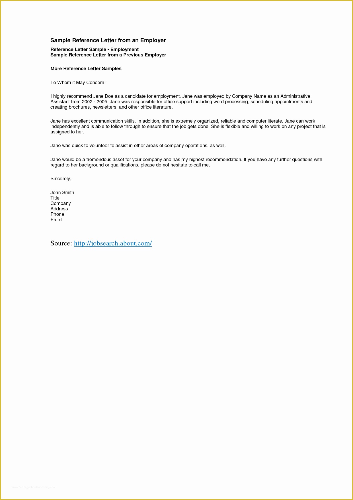 Reference Letter Template Free Of Reference Letter Template Best Templatepersonal