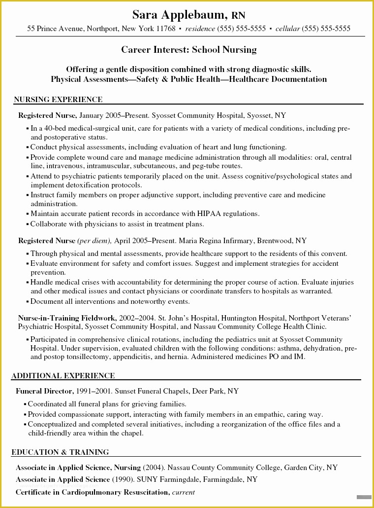 Registered Nurse Resume Template Free Of 6 Experienced Nursing Resume Samples