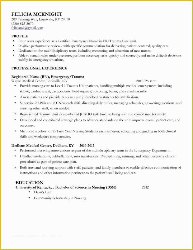 Registered Nurse Resume Template Free Of Best Registered Nurse Resume Example