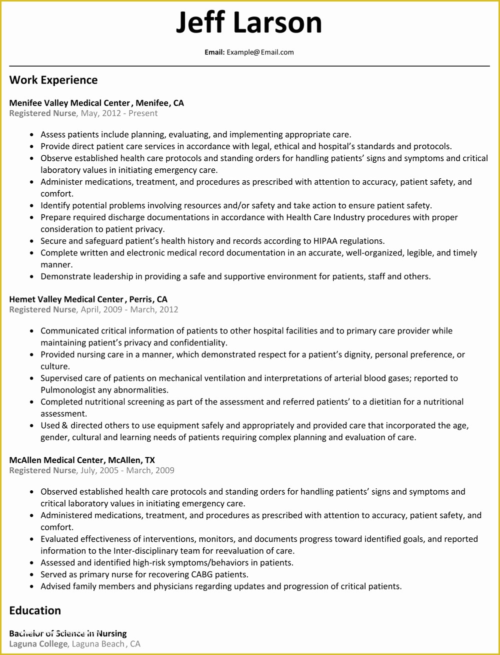 Registered Nurse Resume Template Free Of Examples Ambulatory Care Nurse Resume – Perfect Resume