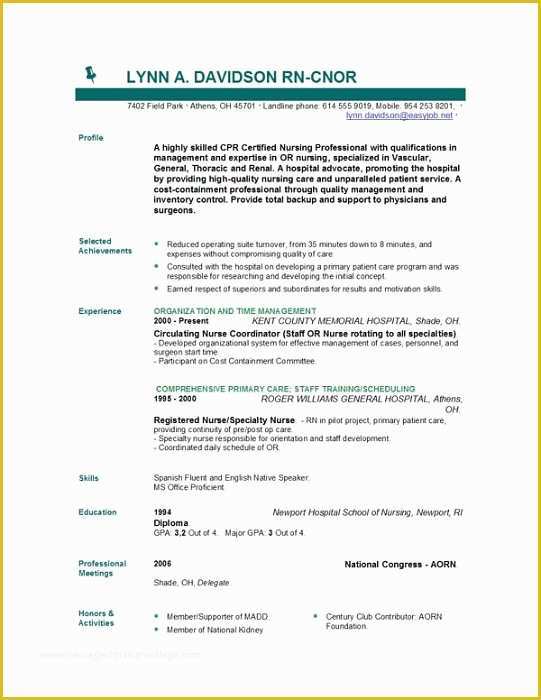 Registered Nurse Resume Template Free Of Free Registered Nurse Resume Templates