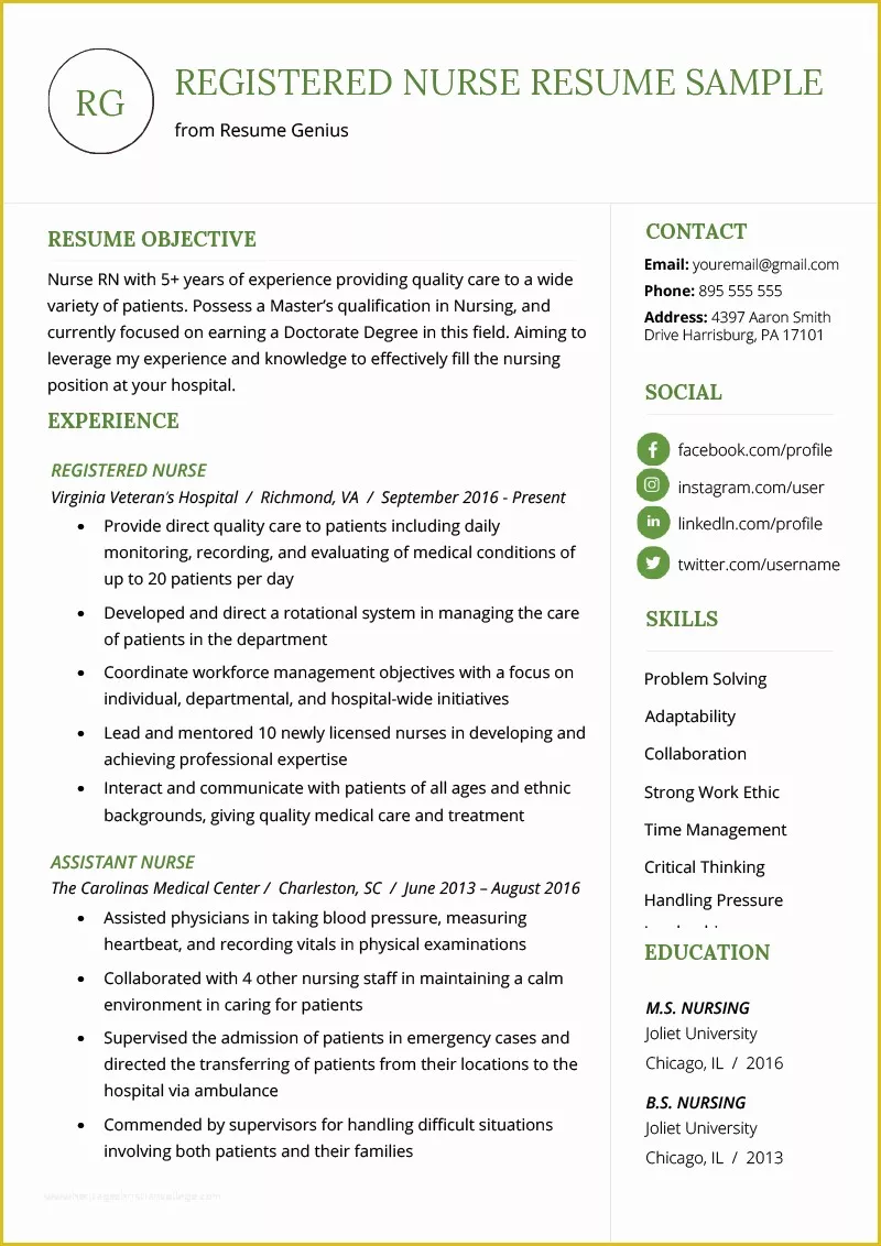 nurse resume sample free download