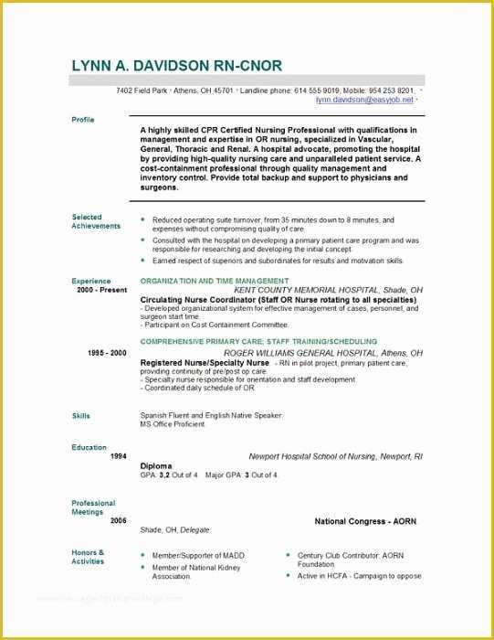 Registered Nurse Resume Template Free Of Nursing Resume Templates