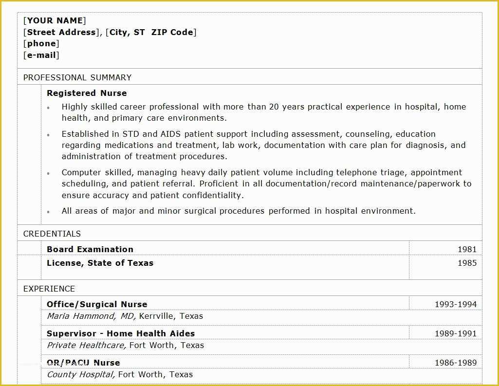 Registered Nurse Resume Template Free Of Registered Nurse Resume