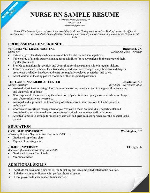 Registered Nurse Resume Template Free Of Rn Sample Resume