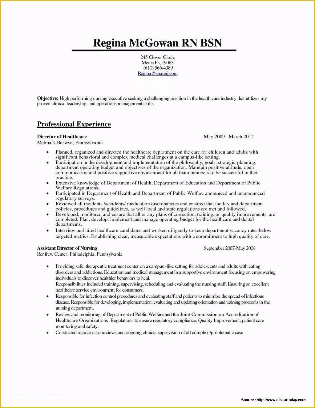 Registered Nurse Resume Template Free Of Sample Resume for Rn Bsn Resume Resume Examples