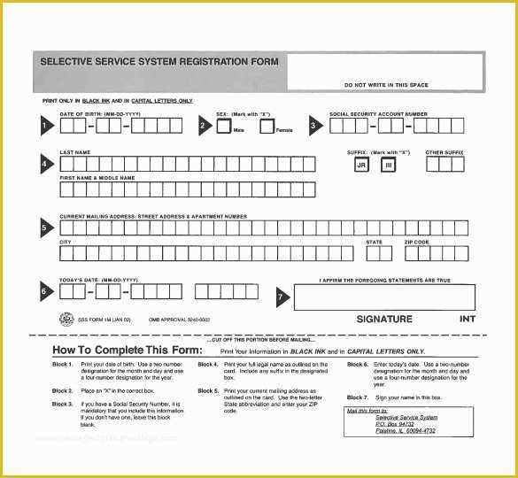 Registration form Template Free Download Of 14 Selective Service Registration form Templates to