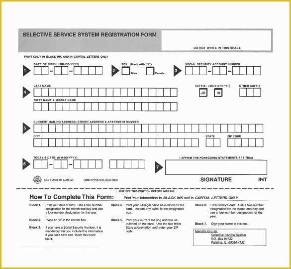 Registration form Template Free Download Of 14 Selective Service Registration form Templates to