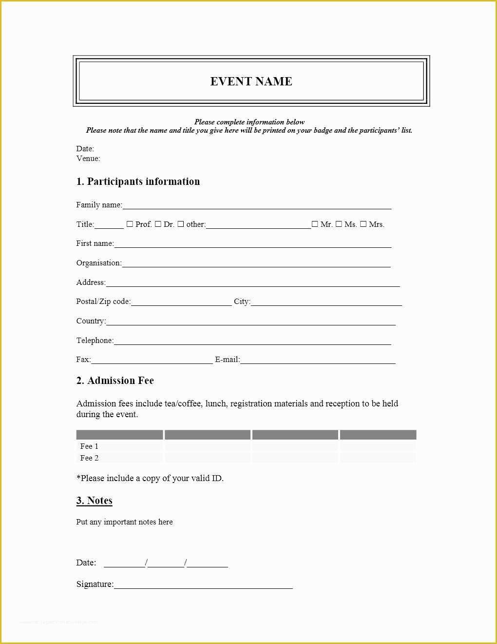 Registration form Template Free Download Of event Booking form Template Free Templates Resume