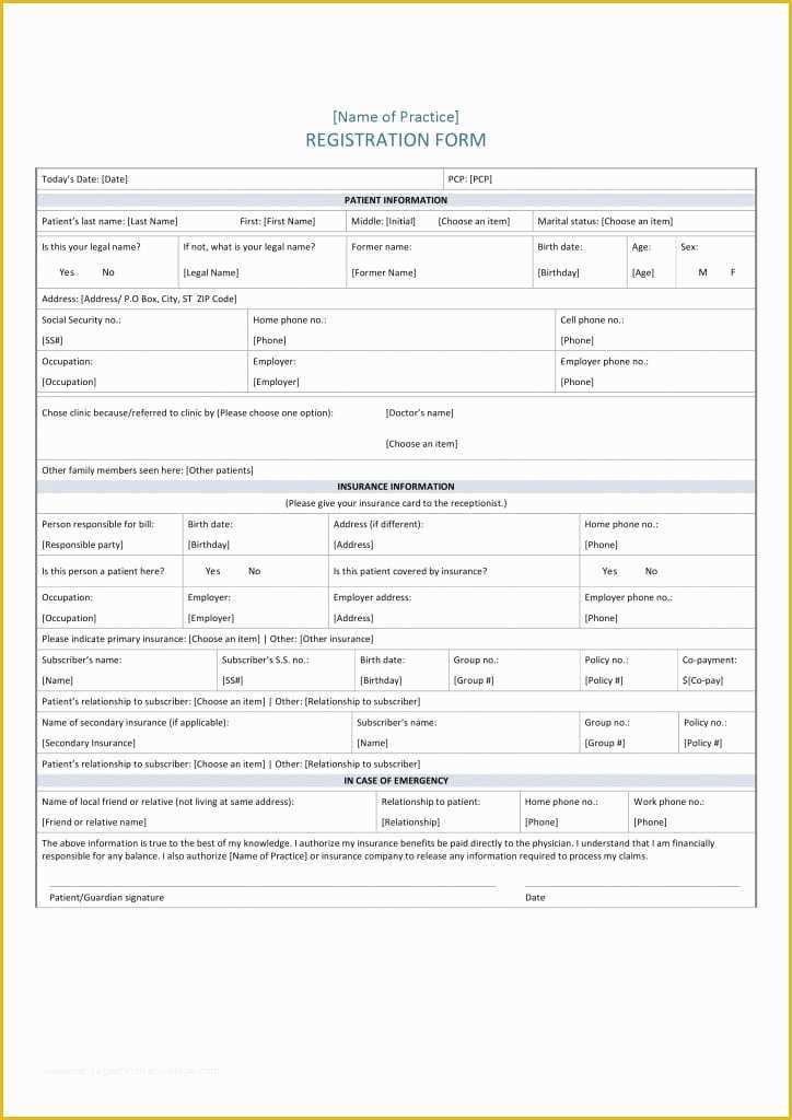 Registration form Template Free Download Of Free Patient Registration form Pdf Template