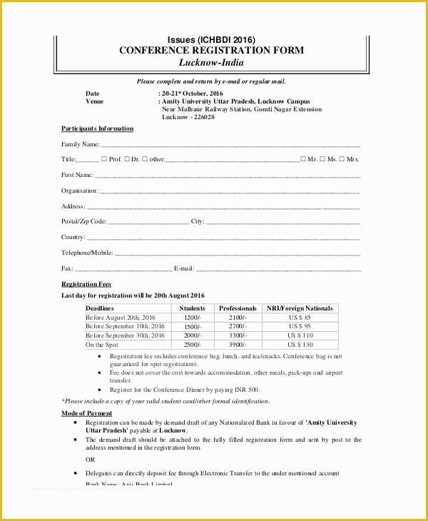 Registration form Template Free Download Of Printable Registration form Template