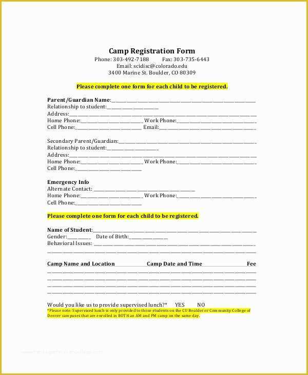 Registration form Template Free Download Of Printable Registration form Templates 9 Free Pdf