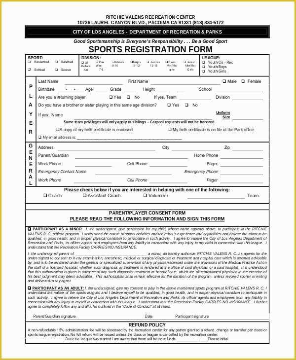 Registration form Template Free Download Of Sports Registration forms Template Free Download