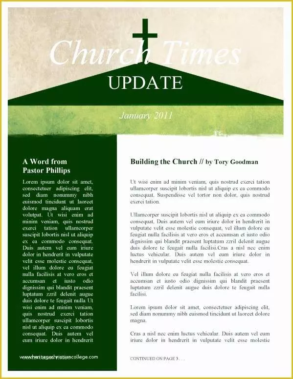 Sample Church Newsletter Templates