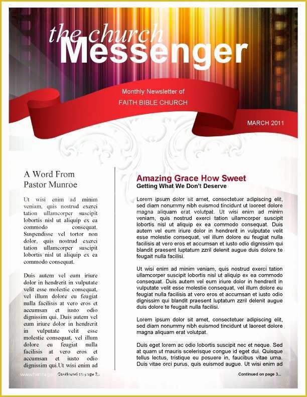 Religious Newsletter Templates Free Of Colors Church Newsletter Template Template