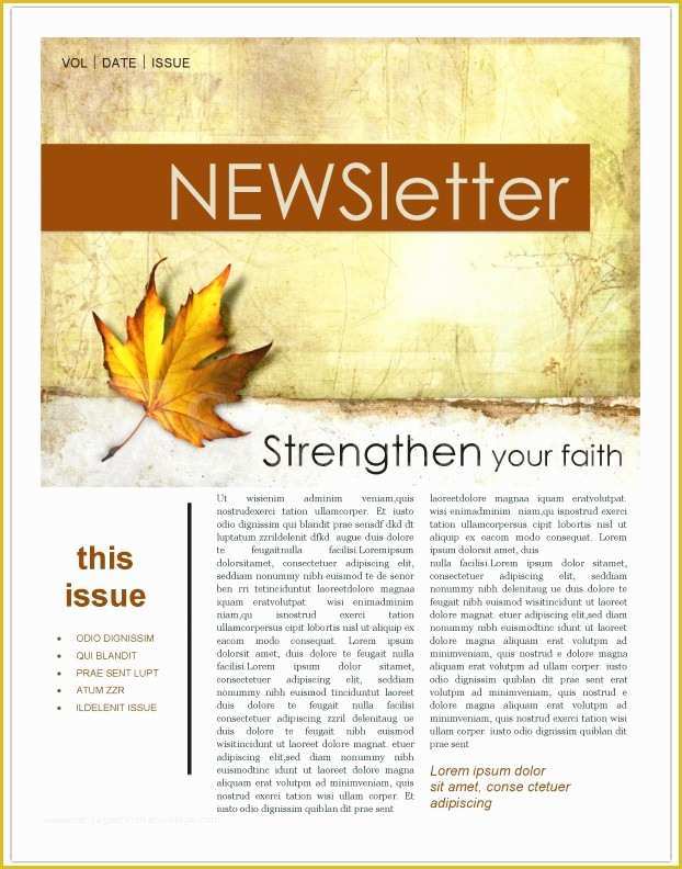 Religious Newsletter Templates Free Of Of Leaves Newsletter Template Template