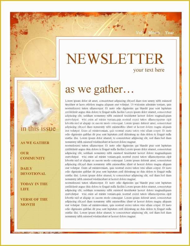 Religious Newsletter Templates Free Of Pentecost Church Newsletter Template
