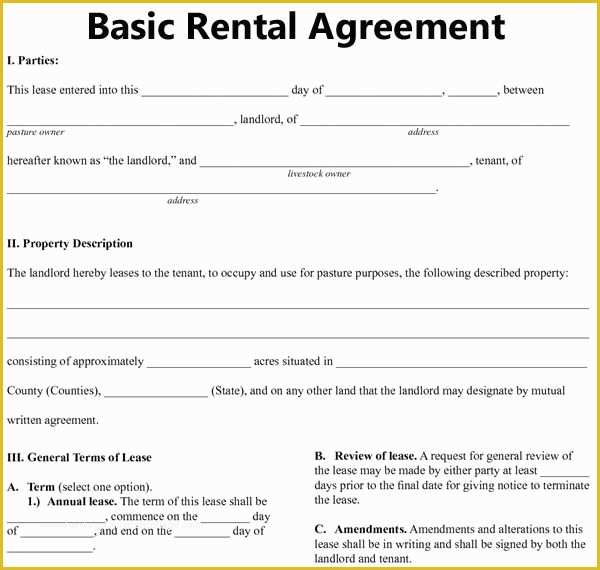 Rental Agreement Template Free Of Free Printable Basic Rental Agreement