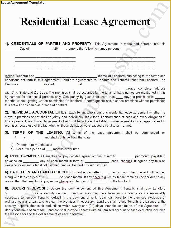 Rental Agreement Template Free Of Printable Sample Rental Lease Agreement Templates Free