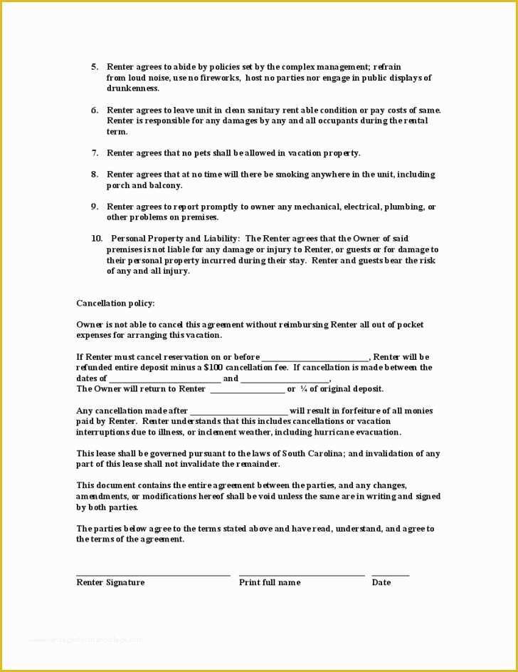 Rental Lease Template Free Download Of 50 Ideal Vacation Rental Agreement California Ie G