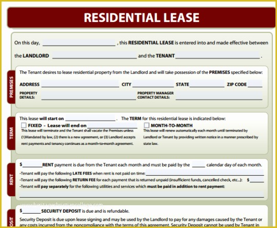 Rental Lease Template Free Download Of Residential Lease forms Free and software