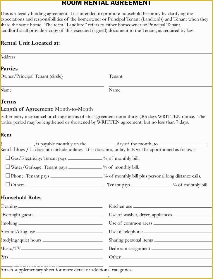 Rental Lease Template Free Download Of Sample Lease Agreement for Renting A Room
