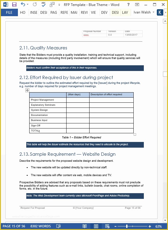 Response to Rfp Template Free Of Request for Proposal Rfp Templates In Ms Word and Excel