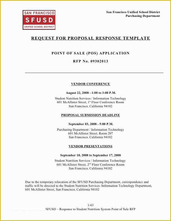 Response to Rfp Template Free Of Sns Pos System Rfp Response Template