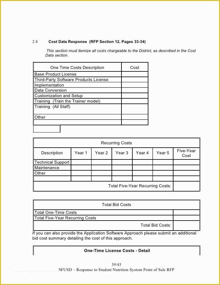 Response to Rfp Template Free Of Sns Pos System Rfp Response Template