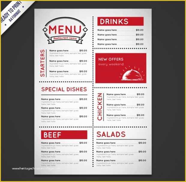 Restaurant Menu Template Free Of 26 Free Restaurant Menu Templates to Download