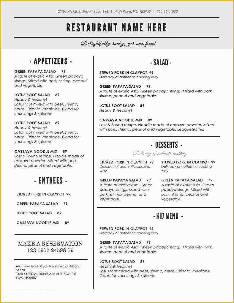 Restaurant Menu Template Free Of 30 Printable Menu Designs & Templates Psd Ai Vector