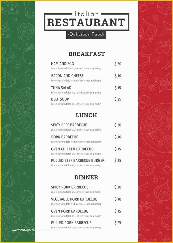 Restaurant Menu Template Free Of 34 Restaurant Menu Templates Free Sample Example